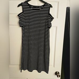 Black and White Cold Shoulder Dress